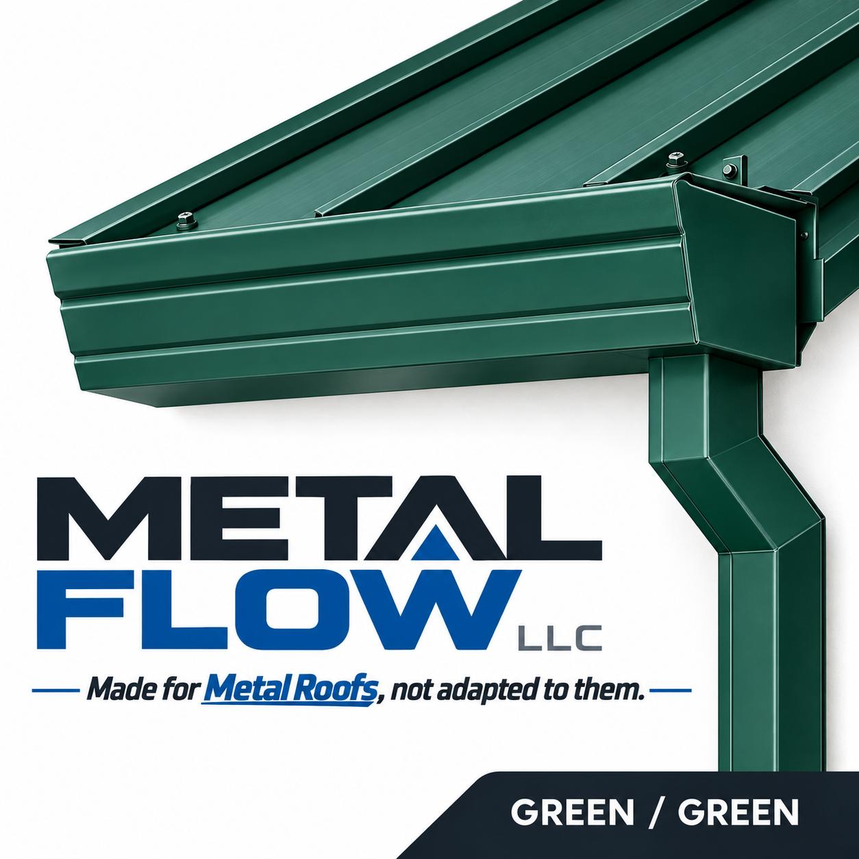Green metal roof and gutter combination