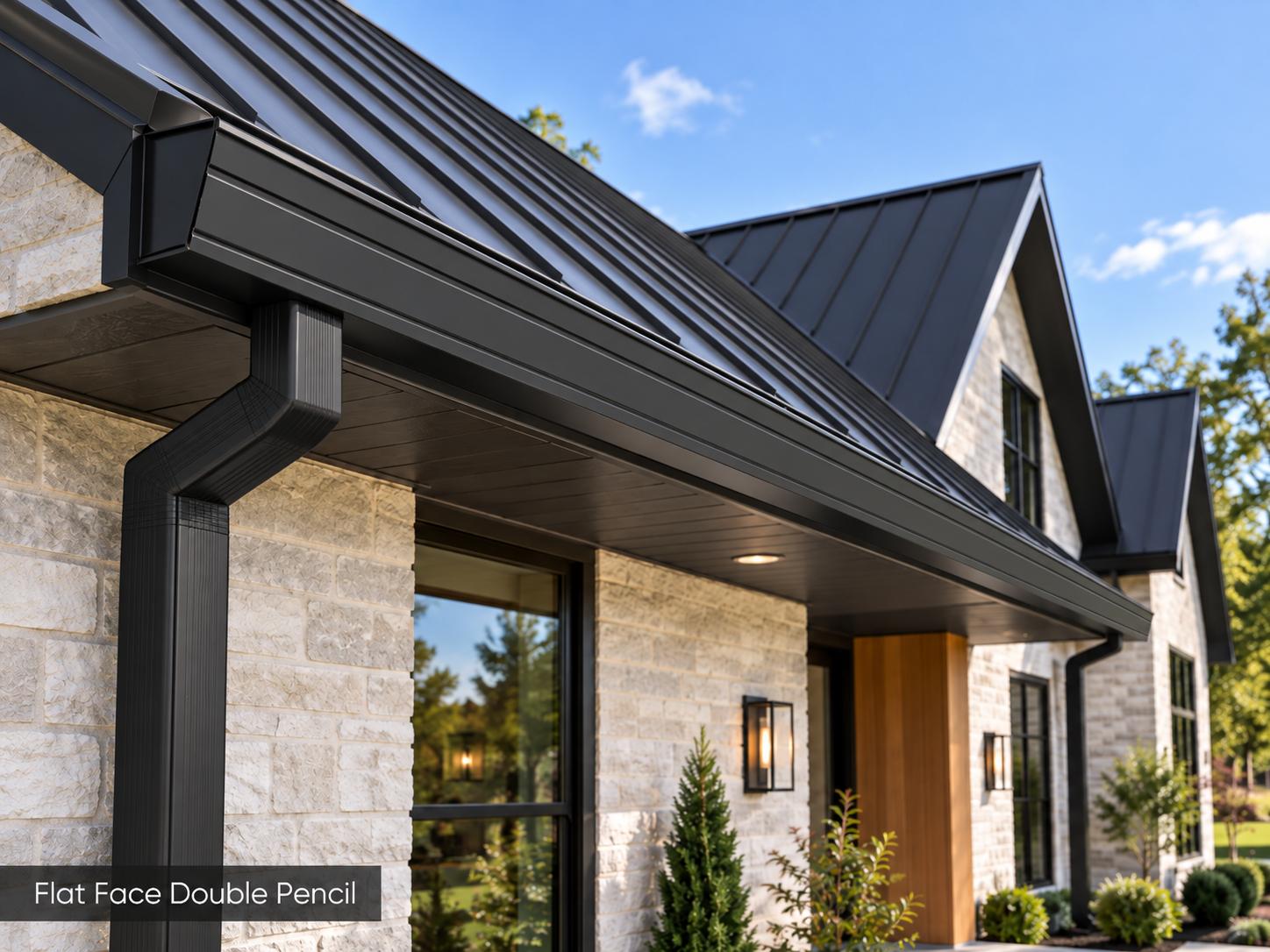 Flat Face Double Pencil gutter installed on a metal roof