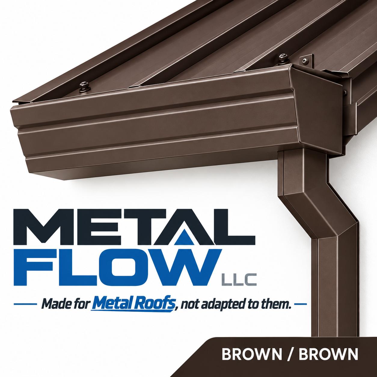 Brown metal roof and gutter combination